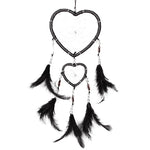 décoration murale attrape rêves plumes coquillages boho chic coeurs bleu rose violet