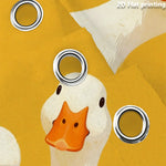 rideau douche jaune oiseaux canards illustration 2d anneaux métalliques opacité dessin animé salle bain