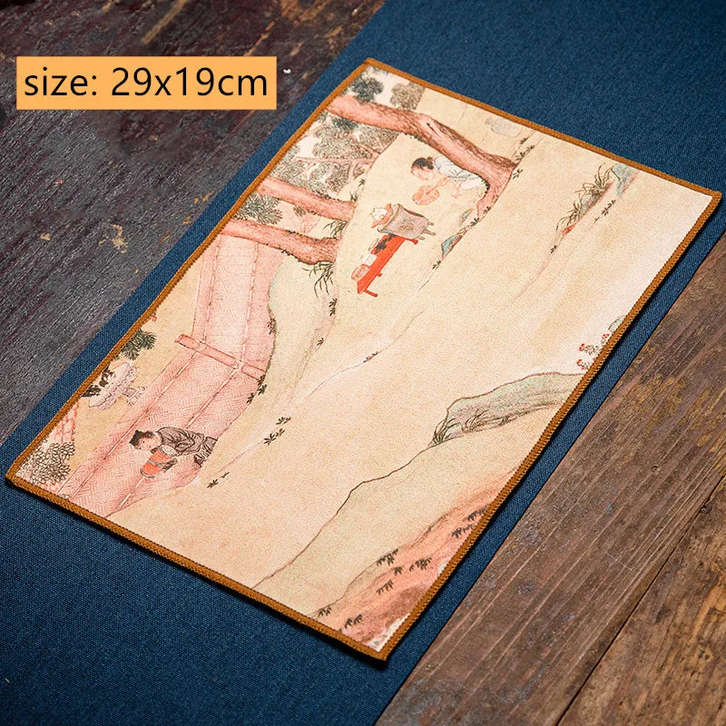 serviettes table bleu vert fleurs oiseaux paysages traditionnelles élégantes absorbantes coton thermiques