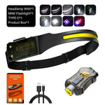 lampe frontale rechargeable led noir blanc orange mat étanche ceinture ajustable moderne