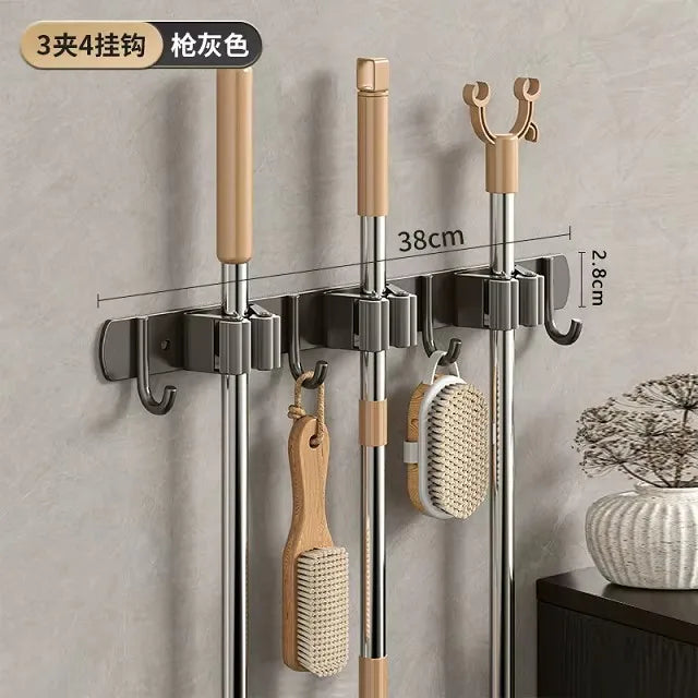 porte balais moderne acier inoxydable rangement salle bain brosse torchon accessoires nettoyage multifonctionnels