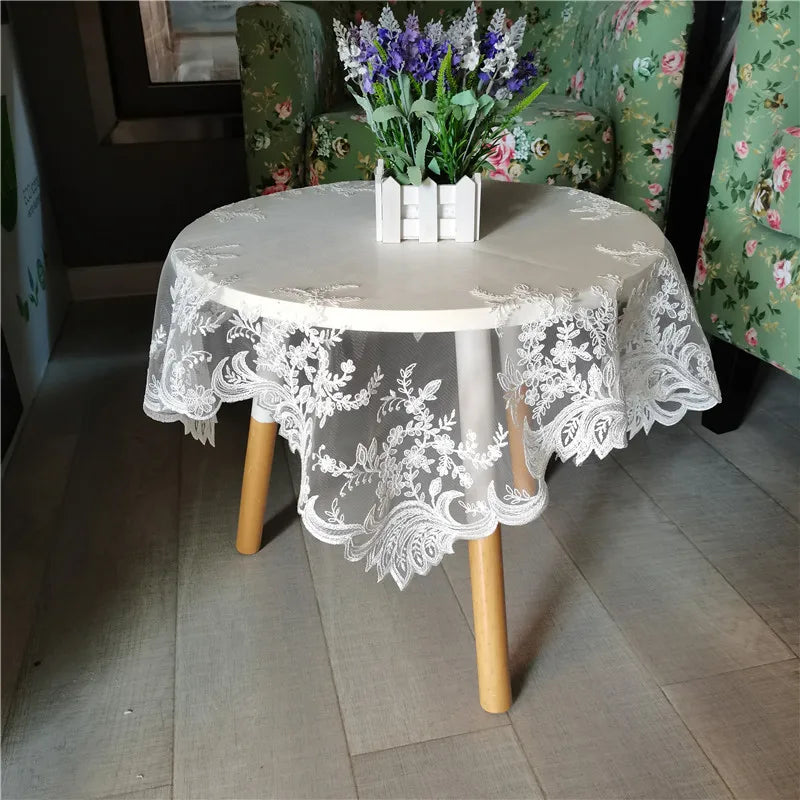 serviette table brodée florale imperméable blanc classique maison mariage fête round 43x100cm