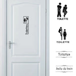 Sticker porte WC humoristique français - Autocollant vinyle salle de bain