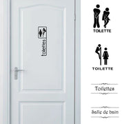 sticker porte toilettes homme femme moderne salle bain autocollant vinyle floral blanc bleu