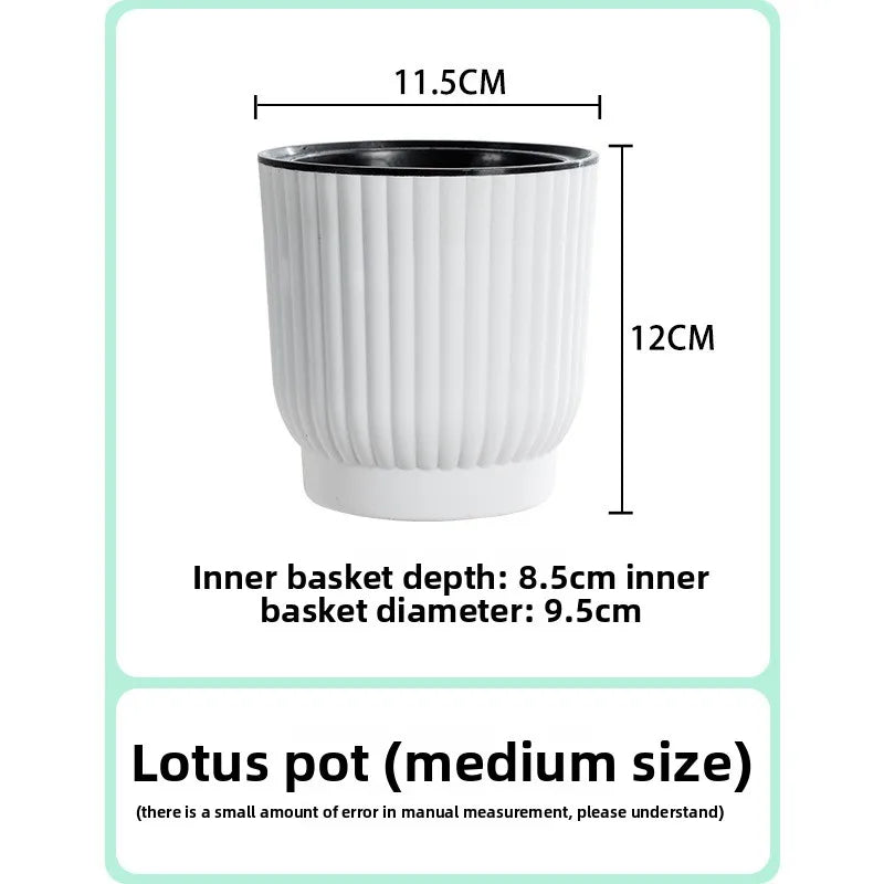 pots fleurs modernes résine blanc rayures verticaux hydroponiques plante verte autoarrosage personnes paresseuses