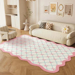 tapis blanc rose bleu motif géométrique moderne doux polyester antidérapant voyage maison