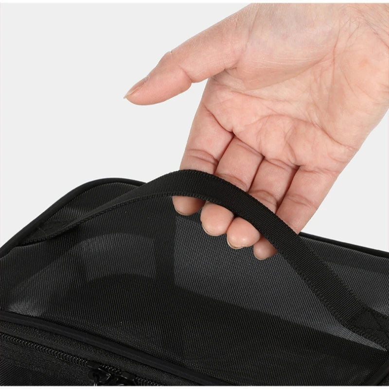 sac maquillage noir maille moderne poignée cosmétiques pinceaux maquillage rangement salle bain