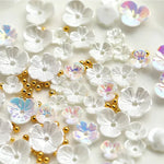 accessoires nail art fleurs blanc doré irisées strass coquillage japonais