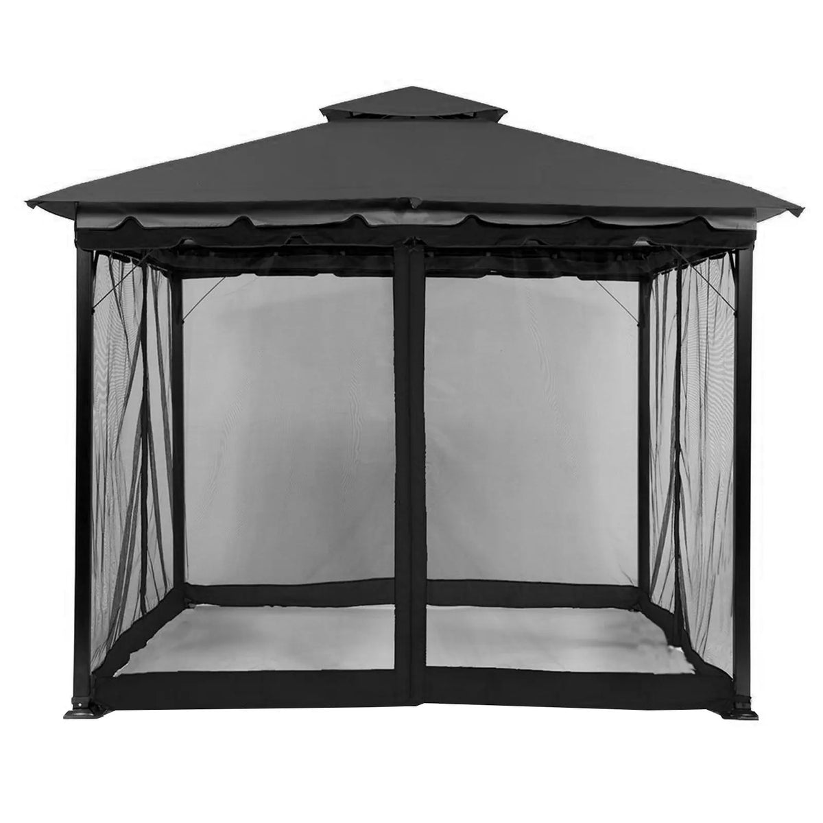 moustiquaire jardin gazébo extérieur quatre panneaux fermetures éclair anneaux noirs