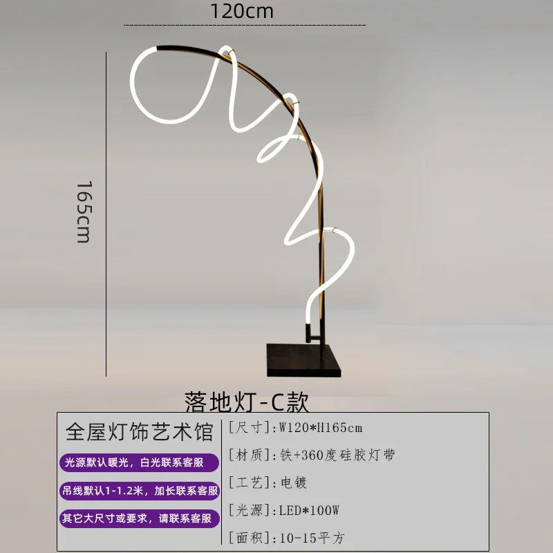 lampe moderne or blanc spirale intérieur pied stable éclairage led chambre salon