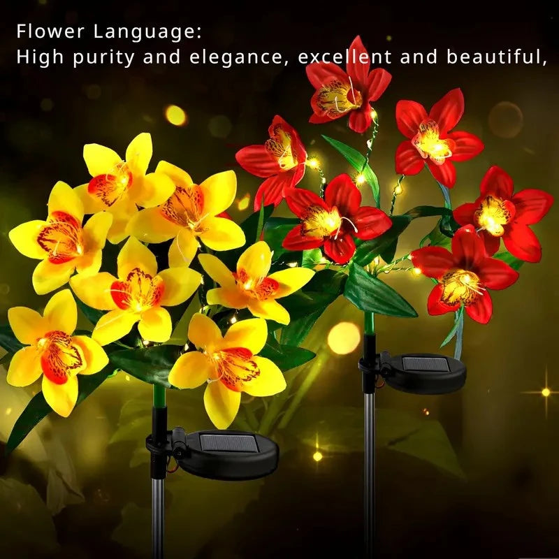 fleurs artificielles led solaire rouge jaune rose blanche orange jardin extérieur