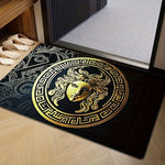 tapis noir doré ornement grec floral antidérapant extérieur résistant élégance adhésif salon chambre bain