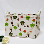 boîte rangement pliable tissu lin motif animaux moderne blanc marron gris vert