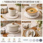 serviettes table main tissée coton beige marron gris motifs différents respectueux environnement set support