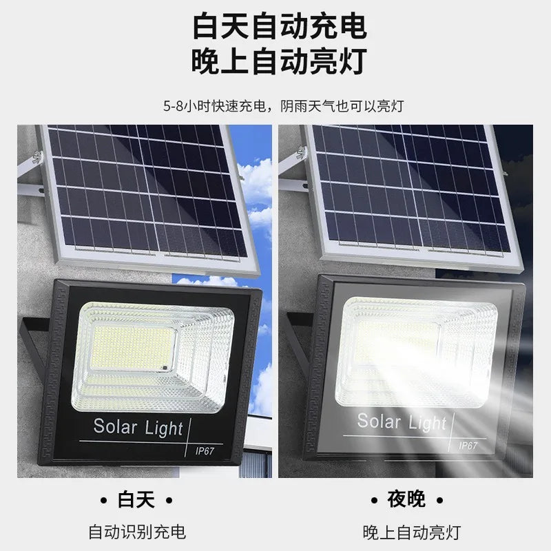 lampe solaire 50w 100w 200w 300w 500w ip67 panneau solaire led noire moderne