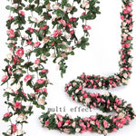 guirlande artificielle rose fleurs feuilles vertes decoration romantique maison mariageintérieur