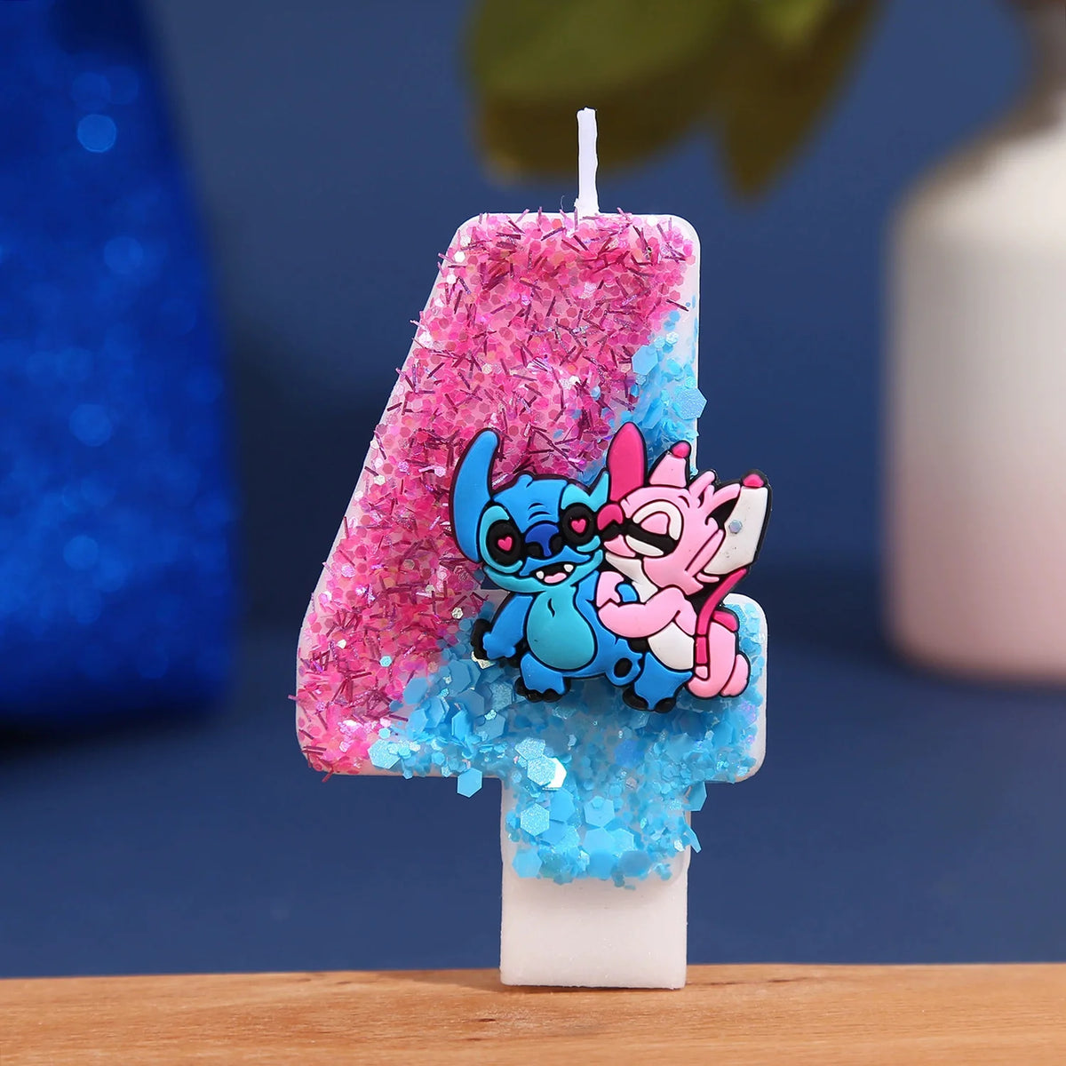bougies numériques anniversaire glitter personnages animés rose bleu blanc decorative cartoon