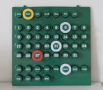 calendrier mural moderne minimaliste vert blanc cercles numéros mois jours semaine opaque sans fixation