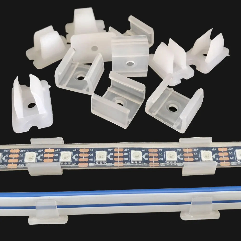 clips fixation ruban led blancs plastique lisse pratique robuste 4mm 10mm 6mm 9mm 11mm