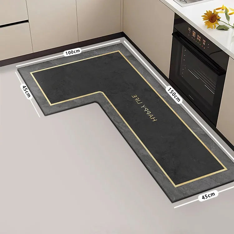 tapis sol moderne gris marbré adhésif salon super absorbant long rectangle