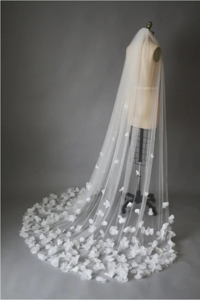 voile mariée blanc fleurs blanches classique translucide sans ourlet fixe invisible erotique