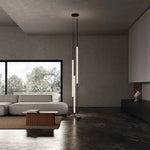 Vue rapprochée du lustre LED avec abat-jour en acier inoxydable