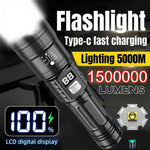 lampe poche rechargeable led zoomable noire éclairage 500mètres camping outdoor