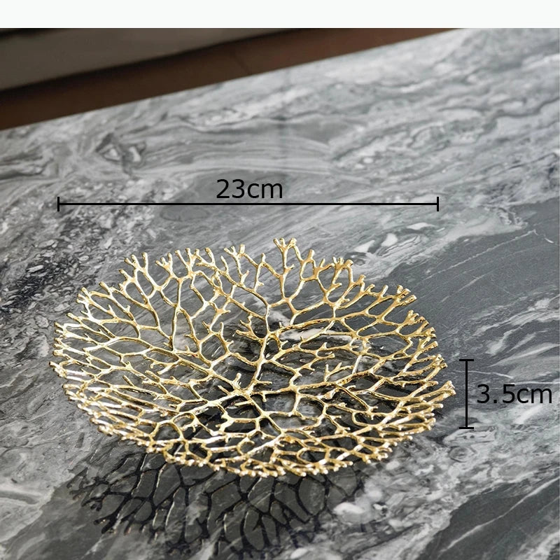 sculptures décoratives or réseau branches contemporaines base plate ornemental adultes chambre salon