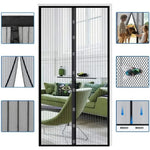 rideau magnétique porte noir blanc maille fine aimants clips fixation moderne ventilation
