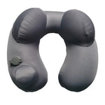 coussin voyage gris velours confortable portable boutons sac rangement shaped