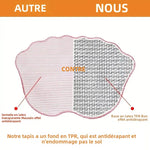 tapis bain empreinte pieds vert rose marron gris texture poilue granuleuse antidérapant machine lavable