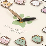 horloge murale moderne animaux mignons décoration salon beige aiguille acrylique unique