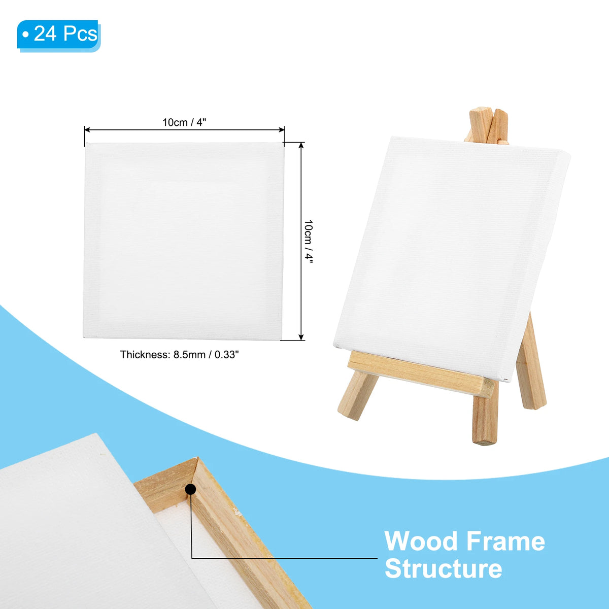 toile d'art blanc minimaliste triple enduit chevalet bois mini tableau palette peinture set débutant