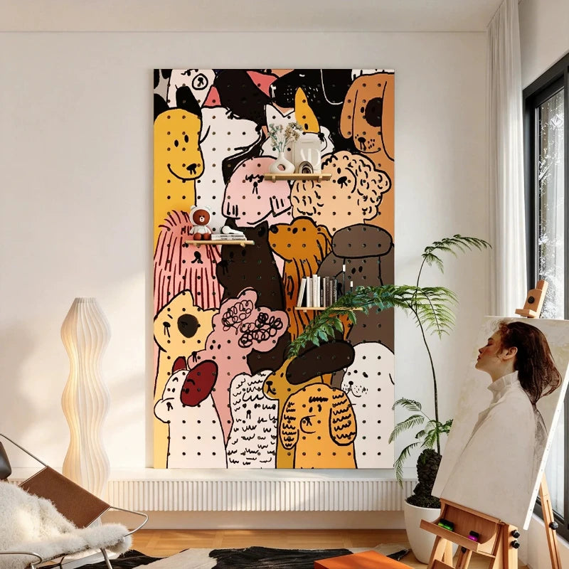 tableau mural moderne salon stockage mural réutilisable respectueux environnement đa dạng màu sắc