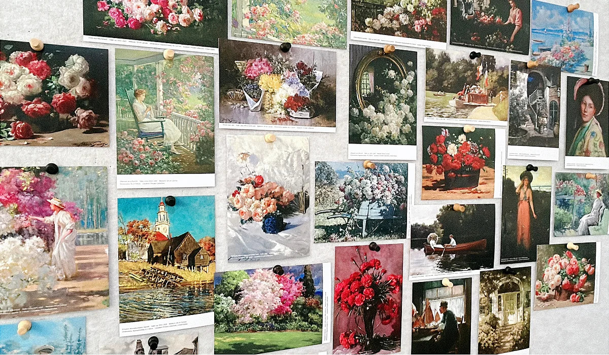 cartes postales artistes classiques divers motifs clips inclusion pack thirty pieces