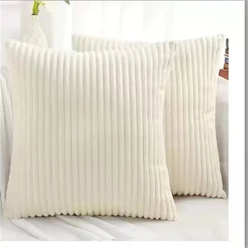 taies d'oreiller côtelées marron beige bleu moderne housse coussin lit chambre 45cm carré polyester