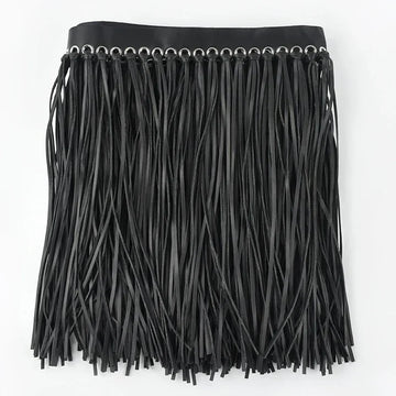 franges simili cuir noir boho chic métalliques décoration textile maisonFRINGEDECORATIVE
