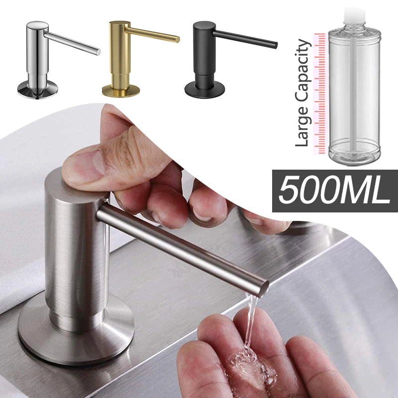 distributeur savon liquide main argent doré noir mat moderne évier comptoir 500ml