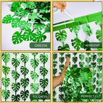 décoration murale feuilles monstera vert noir tropical hawaïen éclairage variable adhésif double face guirlandes