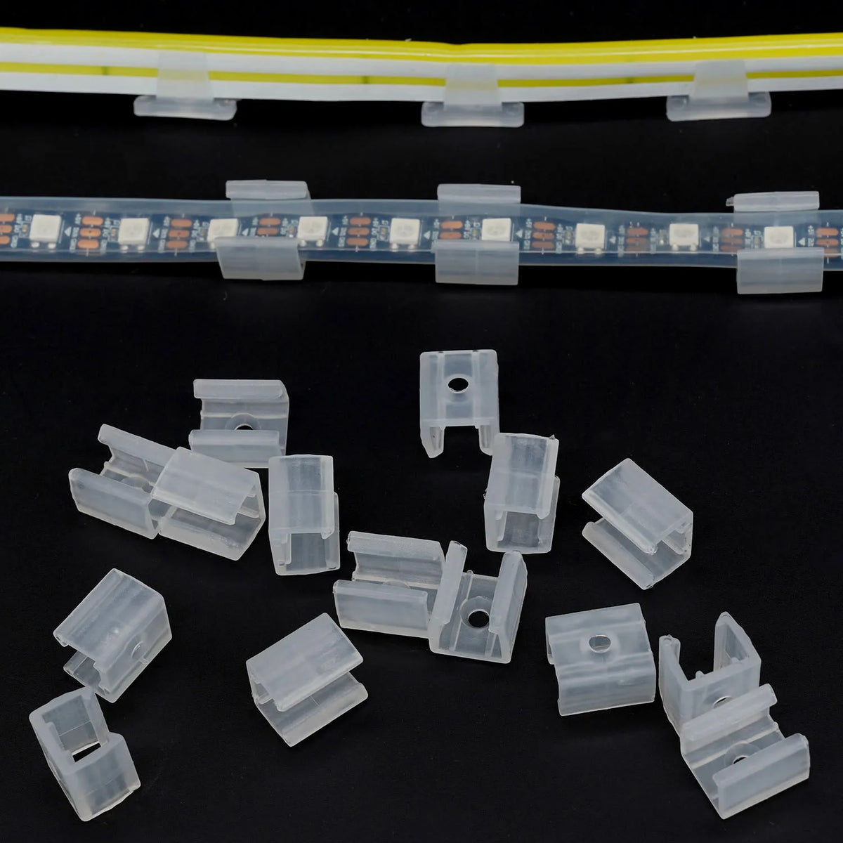 clips fixation rubans led transparents 6mm 8mm 10mm 12mm pratique fonctionnel pack