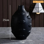 Vase céramique moderne vase table blanc visage sculpté lèvres sculptées art déco
