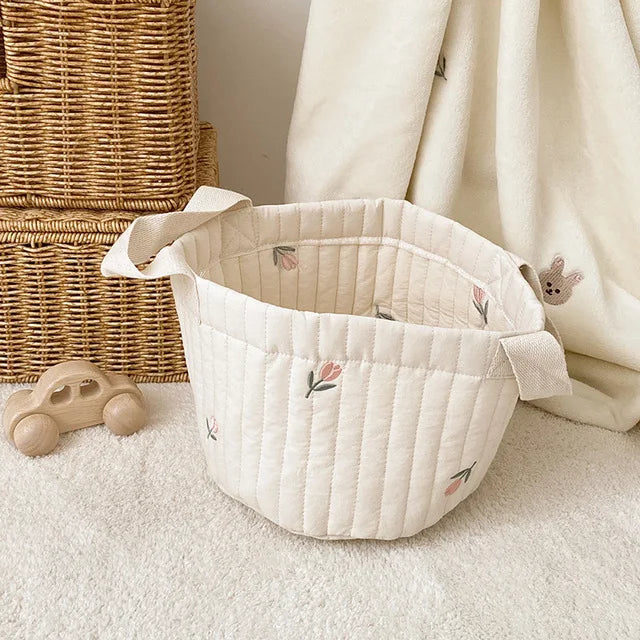 panier rangement enfantin ours mignon quilté sac stockage jouets écologique poignées amovibles