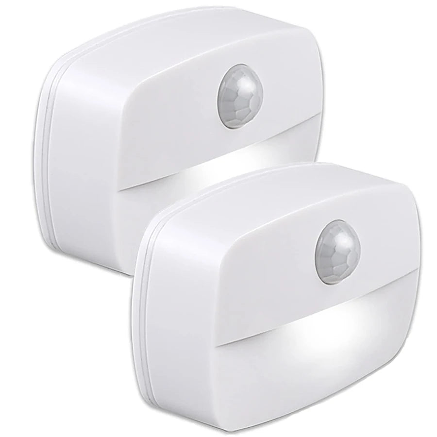 veilleuse led détecteur mouvement blanc moderne adhésif batteries aaa 62x42x22 mm