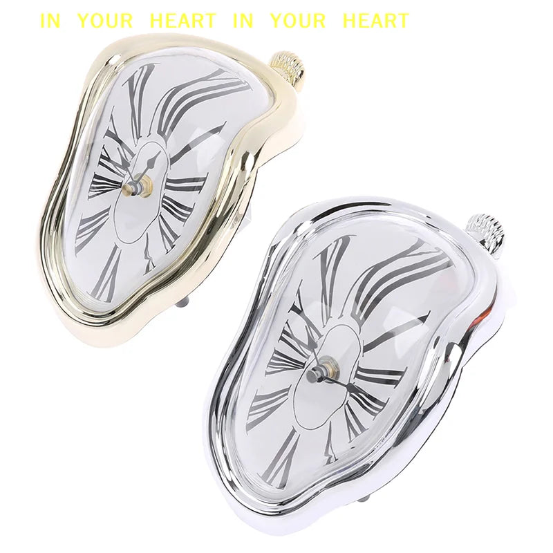 horloges surréalistes déformées noir doré argenté cadran transparent chiffres romains salon déco moderne