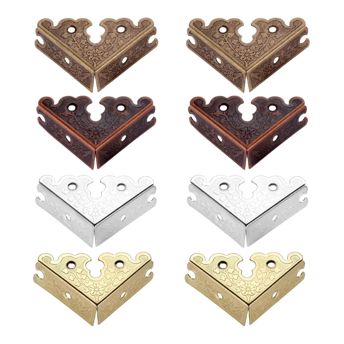 cornières meubles ornements floraux bronze argent doré classique vis fixations