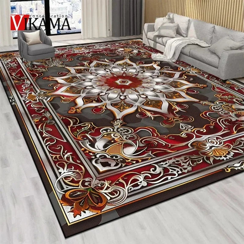 Détail du motif persan et de la texture velours cristal du tapis