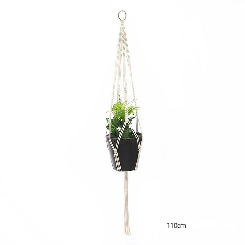 support plante suspendue macramé blanc cassé boho pot fleurs décoration balcon intérieur jardin