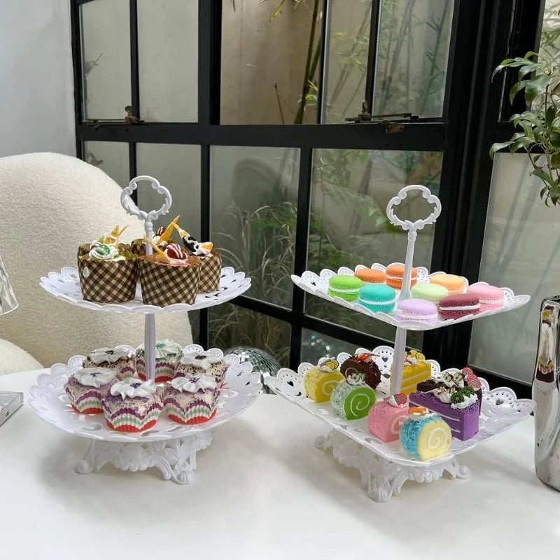 support desserts tour dentelle blanc classique macarons gâteaux fruits assiettes