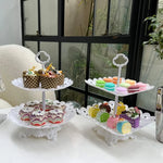 support desserts tour dentelle blanc classique macarons gâteaux fruits assiettes