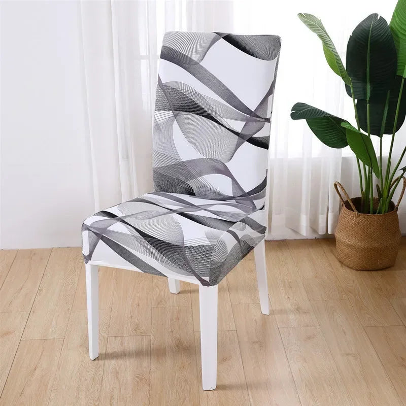 housse chaise moderne stretch imprimé floral rayures geometriques gris noir bleu beige marronwasher removable